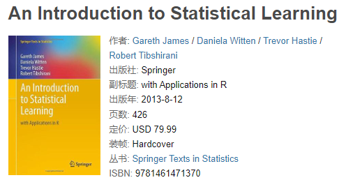 An Introduction to Statistical Learning:with Applications in R